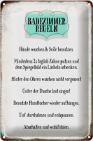Blechschild Spruch 20x30cm Badezimmer Regeln Hände...