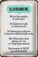 Blechschild Hinweis 20x30cm Klo Ordnung die Klobürste