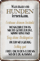 Blechschild Spruch 20x30cm was man von Hunden lernen kann