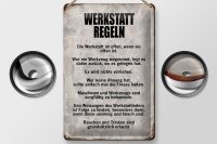 Blechschild Spruch 20x30cm Werkstatt Regeln Werkzeug