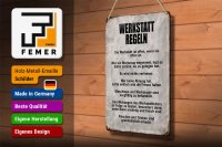 Blechschild Spruch 20x30cm Werkstatt Regeln Werkzeug
