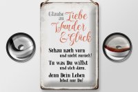 Blechschild Spruch 20x30cm glaube an Liebe Wunder Glück