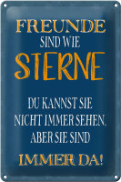 Blechschild Spruch 20x30cm Freunde sind wie Sterne immer da