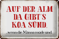 Blechschild Spruch 30x20cm auf der Alm da gibt`s koa sünd