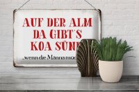 Blechschild Spruch 30x20cm auf der Alm da gibt`s koa sünd