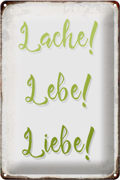 Blechschild Spruch 20x30cm lache lebe liebe Retro Schild