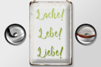 Blechschild Spruch 20x30cm lache lebe liebe Retro Schild
