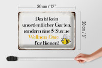 Blechschild Spruch 30x20cm kein Garten Wellness Oase Biene
