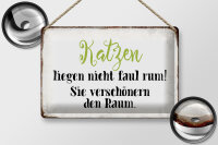 Blechschild Spruch 30x20cm Katzen liegen nicht faul rum