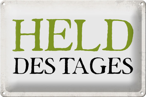 Blechschild Spruch 30x20cm Held des Tages Retro