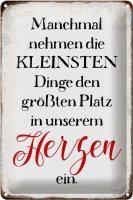 Blechschild Spruch 20x30cm die kleinsten Dinge größte Platz