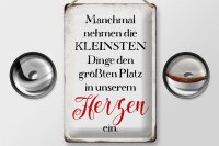 Blechschild Spruch 20x30cm die kleinsten Dinge größte Platz