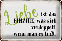 Blechschild Spruch 30x20cm Liebe ist das einzige was sich