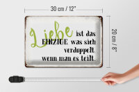 Blechschild Spruch 30x20cm Liebe ist das einzige was sich