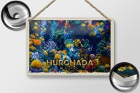 Blechschild Reise 18x12cm Hurghada Ägypten Korallenriff Fische Deko