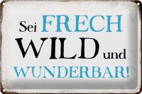 Blechschild Spruch 30x20cm sei frech wild wunderbar Retro