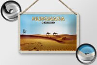 Blechschild Reise 18x12cm Hurghada Ägypten Wüste Kamele Dekoration