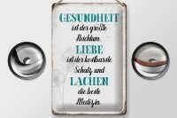 Blechschild Spruch 20x30cm Gesundheit Liebe Lachen Medizin