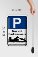 Blechschild Parken 20x30cm Parkplatzschild mit Parkausweis
