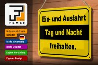 Blechschild Hinweis 30x20cm Ausfahrt Tag Nacht freihalten