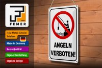 Blechschild Hinweis 20x30cm Angeln verboten Warnschild