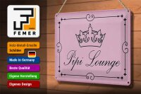 Blechschild Hinweis 30x20cm Pipi Lounge Toilette Krone rosa