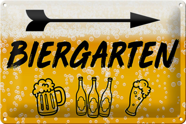 Blechschild 30x20cm Biergarten rechts Bier Schild