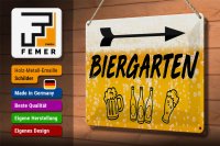 Blechschild 30x20cm Biergarten rechts Bier Schild