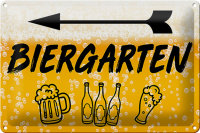 Blechschild 30x20cm Biergarten links Bier Schild