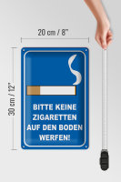 Blechschild Hinweis 20x30cm bitte keine Zigaretten