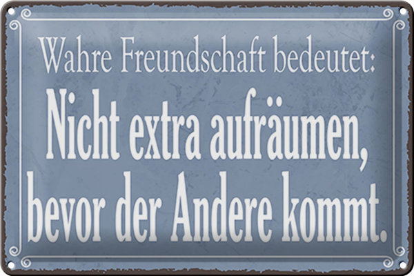 Blechschild Spruch 30x20cm wahre Freundschaft bedeutet