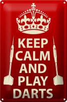 Blechschild Spruch 20x30cm Keep Calm and play Darts