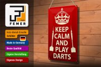 Blechschild Spruch 20x30cm Keep Calm and play Darts