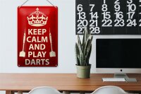 Blechschild Spruch 20x30cm Keep Calm and play Darts