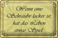 Blechschild Spruch 30x20cm Schraube locker Leben Spiel