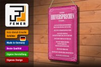 Blechschild Spruch 20x30cm ein ehrliches Eheversprechen