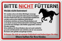 Blechschild Hinweis 30x20cm Bitte nicht füttern Pferde