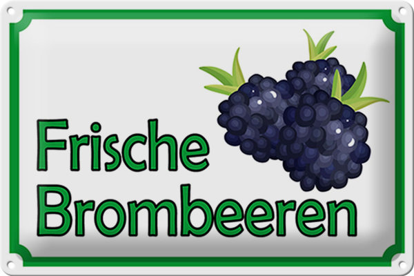 Blechschild Hinweis 30x20cm frische Brombeeren Hofladen