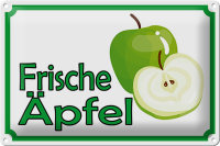 Blechschild Hinweis 30x20cm frische Äpfel Verkauf...