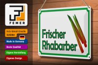 Blechschild Hinweis 30x20cm frische Rhabarber Hofladen
