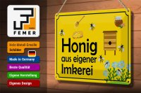 Blechschild Hinweis 30x20cm Honig aus eigener Imkerei