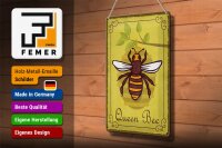 Blechschild Hinweis 20x30cm Queen Bee Biene Honig Imkerei