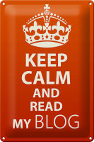 Blechschild Spruch 20x30cm Keep Calm and read my block