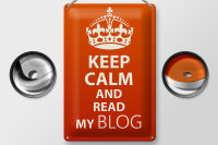 Blechschild Spruch 20x30cm Keep Calm and read my block