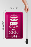 Blechschild Spruch 20x30cm Keep Calm and sew on