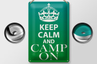 Blechschild Spruch 20x30cm Keep Calm and camp on Camping