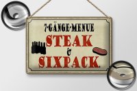 Blechschild Spruch 30x20cm 7 Gänge Menü Steak Sixpack Grill