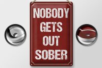Blechschild Spruch 20x30cm nobody gets out sober