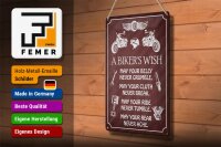 Blechschild Spruch 20x30cm biker`s Wish never crumble break