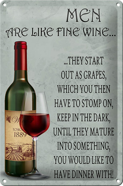 Blechschild Spruch 20x30cm Men are like fine wine Männer